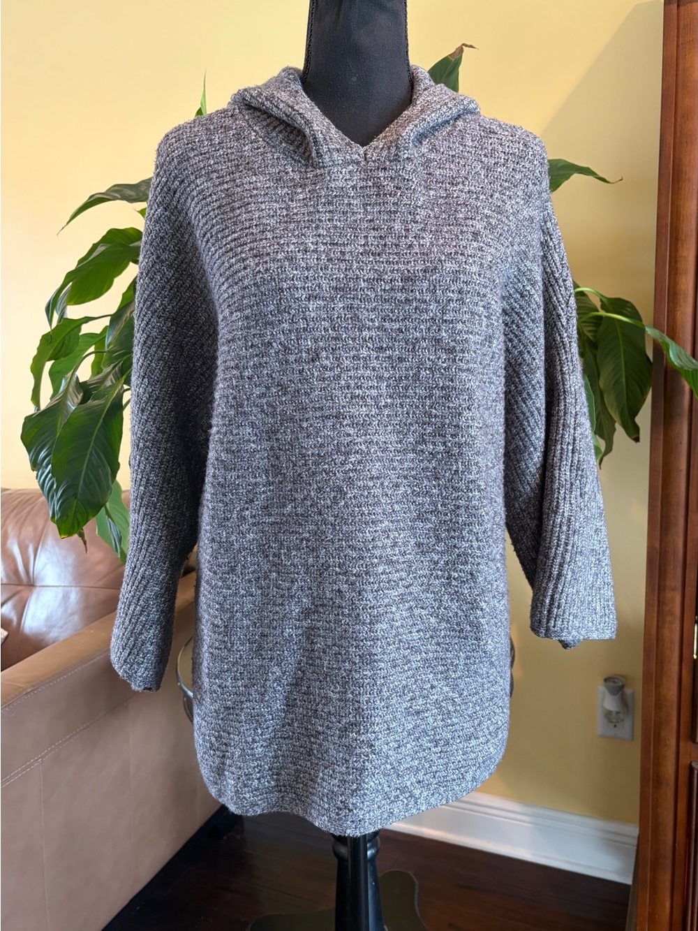 Old Navy Gray Knit Hooded Sweater Tunic- Medium